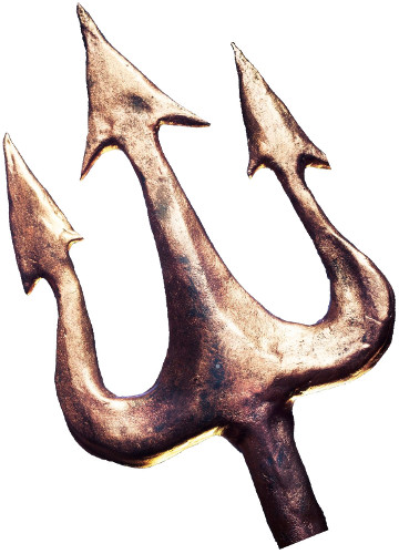 A bronze trident-shaped sculpture with three sharp points, possibly used symbolically to represent a segment of the Mazzaroth or as a decorative astronomical tool.