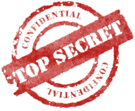 Image of a red stamp with the words "CONFIDENTIAL" and "TOP SECRET" marked across it in bold text, overlaid on each other in a smudged, stamp-like effect.