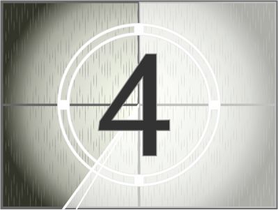 A graphic displaying the number 4 centered within a white circular outline against a textured grey background with vertical striations.