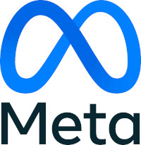 Logo featuring the infinity symbol in blue above the word "Meta" in black font.