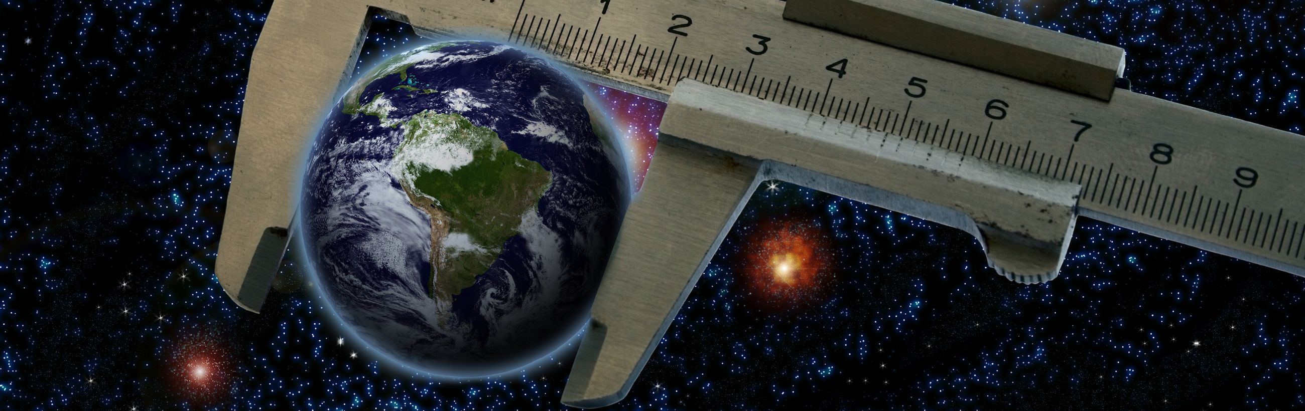 A highly detailed image of the Earth, enveloped by a celestial ruler, set against a rich tapestry of stars and galaxies representing both the observable universe and the Mazzaroth. The ruler extends across the image, measuring the cosmos in units, symbolizing the exploration and understanding of celestial dimensions.