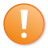 Orange circle with a white exclamation mark in the center, symbolizing alert or important notice.