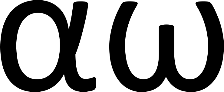 A black serif font rendering of the Greek letters alpha and omega.