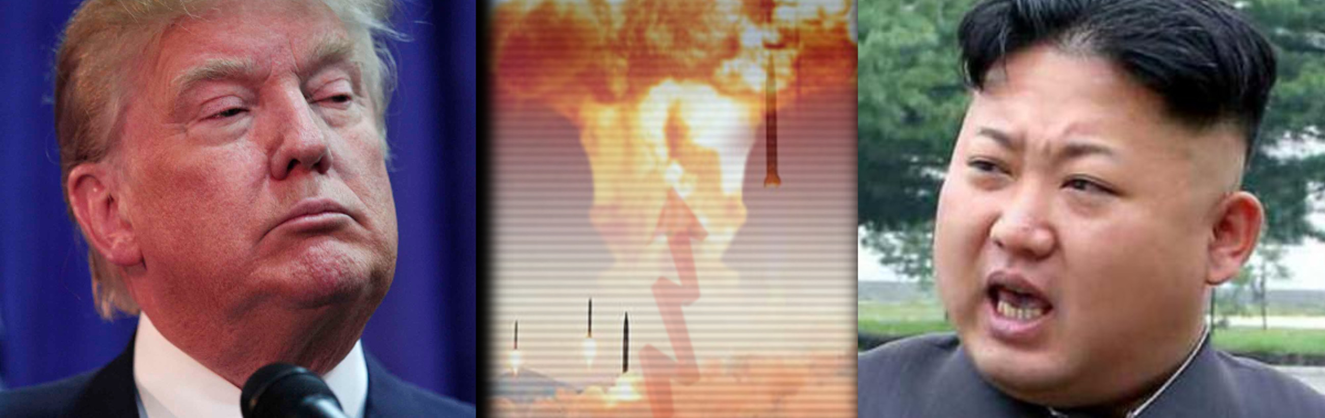A panoramic image featuring three separate photos. From left, a portrait of a Caucasian male with light hair slightly closed eyes, dressed in a dark suit and blue background. The center image is an abstract representation of a warm-toned face shadow superimposed on vertical blinds with three silhouette figures. On the right, a portrait of an East Asian male with styled black hair, open mouth, in a dark suit against a natural backdrop.